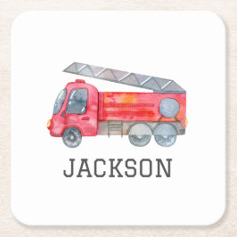 Porta-copo De Papel Quadrado Festa de aniversário Personalizada de Bombeiro