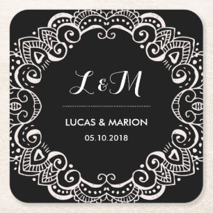 Porta-copo De Papel Quadrado Festa de casamento floral rústica do ornamento da