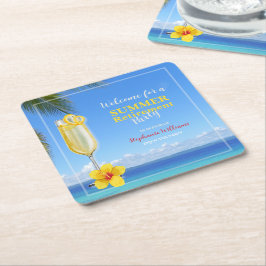 Porta-copo De Papel Quadrado Festa de Coquetel do Oceano de Verão, Reformada po