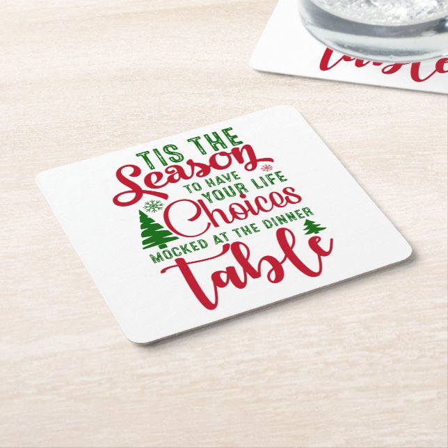 Porta-copo De Papel Quadrado Festa de design de Natal (Inclinado)