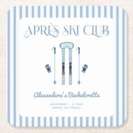 Porta-copo De Papel Quadrado Festa de Despedida de Solteira Azul após Esqui