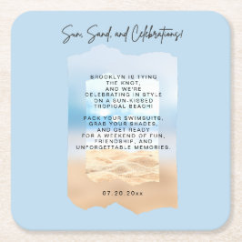 Porta-copo De Papel Quadrado Festa de Despedida de Solteira na Praia