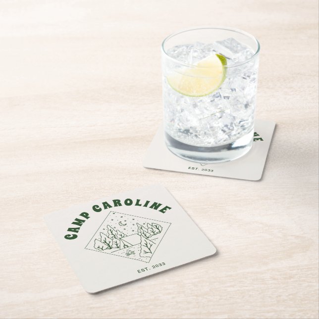 Porta-copo De Papel Quadrado Festa de Despedida de Solteira Tema Acampamento Ve (Insitu)