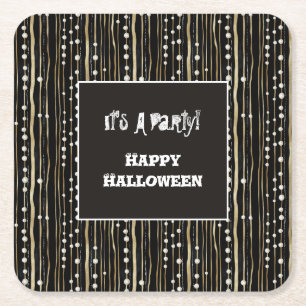 Porta-copo De Papel Quadrado Festa de fantasia Pérolas Brancas Douradas Hallowe