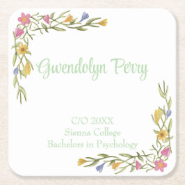 Porta-copo De Papel Quadrado Festa de Formandos Floral Boho