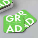 Porta-copo De Papel Quadrado Festa de formatura de Verde limão em negrito<br><div class="desc">Portas copos personalizadas de graduação com "Formando" em letras brancas em negrito com fundo de verde limão. Personalize as portas copos de graduação adicionando o nome do formando e o ano de graduação. As portas copos personalizadas de graduação são perfeitas para segundos graus e formandos.</div>