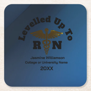 Porta-copo De Papel Quadrado Festa de Formatura RN Navy Paper Coaster