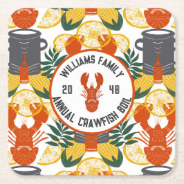 Porta-copo De Papel Quadrado Festa de Lagostas - Celebração de Frutos do Mar Ca