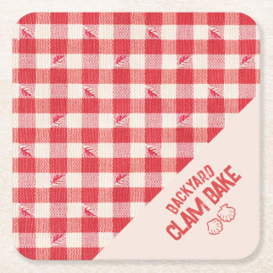 Porta-copo De Papel Quadrado Festa de Mariscos Casual Clambake Xadrez e Plaid