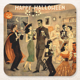 Porta-copo De Papel Quadrado Festa de Martini de Halloween dos Anos 40 no Estil