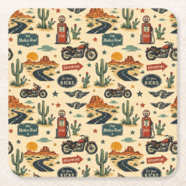 Porta-copo De Papel Quadrado Festa de Motocicletas na Rota 66 Americana à Beira