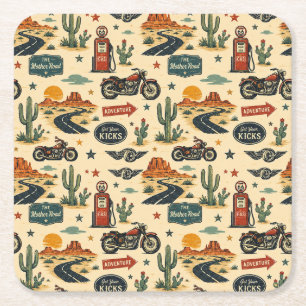 Porta-copo De Papel Quadrado Festa de Motocicletas na Rota 66 Americana à Beira