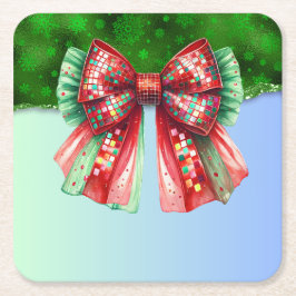 Porta-copo De Papel Quadrado Festa de Natal Bling Festivo Feliz Xmas Ligh