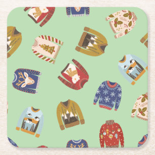 Porta-copo De Papel Quadrado Festa de Natal de Doce Feia de Férias Retro