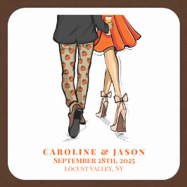 Porta-copo De Papel Quadrado Festa de outono do Casal de Preppy Fall