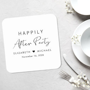 Porta-copo De Papel Quadrado Festa de Recepção de Casamento Felizes para Sempre