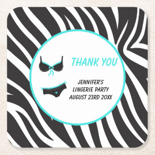 Porta-copo De Papel Quadrado Festa de Roupas Íntimas Turquesa Obrigado