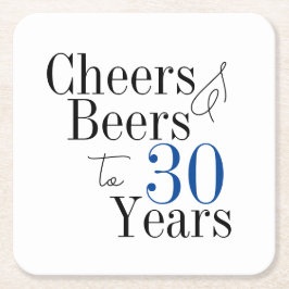 Porta-copo De Papel Quadrado Festa de Tipografia de aniversário de 30 anos e Sa