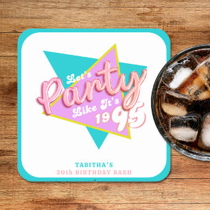 Porta-copo De Papel Quadrado Festa dos anos 90 Como se fosse a aniversário de 3