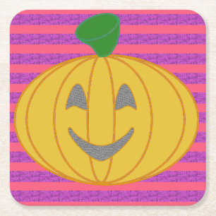 Porta-copo De Papel Quadrado Festa Feliz de Halloween de Abóbora Laranja Modern