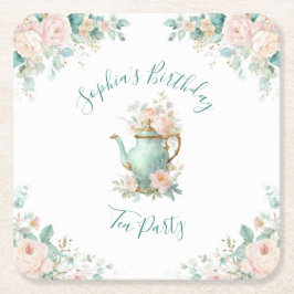 Porta-copo De Papel Quadrado Festa Floral Romântica de Rosas Vintage Shabby Chi