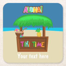Porta-copo De Papel Quadrado Festa Infantil Havaiana Luau Personalizada