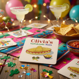 Porta-copo De Papel Quadrado Festa Mexicana Personalizada de Despedida de Solte