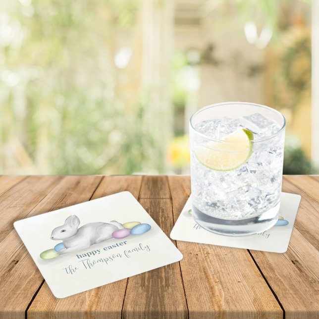 Porta-copo De Papel Quadrado Festa Simples do Felz pascoa Pastel Bonny (Criador carregado)