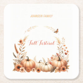 Porta-copo De Papel Quadrado Festival de queda da ilustração de aquarela