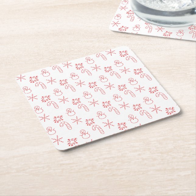 Porta-copo De Papel Quadrado Festive Merry Christmas Napkin (Inclinado)