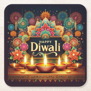 Porta-copo De Papel Quadrado Festivo Diwali