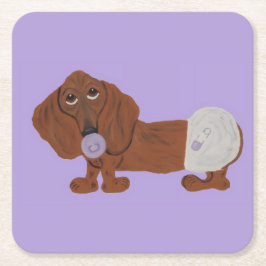Porta-copo De Papel Quadrado Filhote de Dachshund