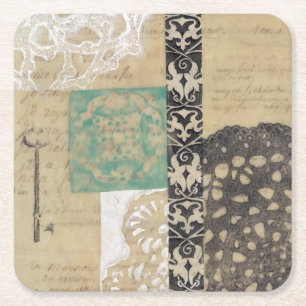 Porta-copo De Papel Quadrado Filigrana e Chave II