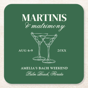 Porta-copo De Papel Quadrado Fim de Semana de Despedida de Solteira Martinis &