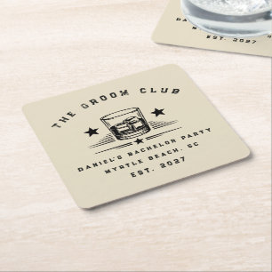 Porta-copo De Papel Quadrado Fim de Semana Personalizado com Tema de Uísque par