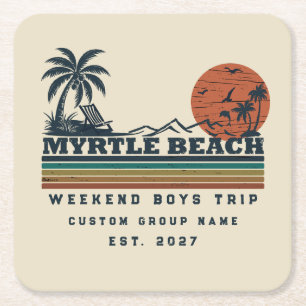 Porta-copo De Papel Quadrado Fim de Semana Personalizado em Myrtle Beach para F