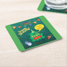 Porta-copo De Papel Quadrado Finalmente é o meu aniversário, Fev. 29 Sapo Confe