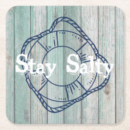Porta-copo De Papel Quadrado Fique com Salty Beach Life