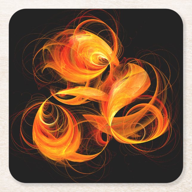 Porta-copo De Papel Quadrado Fireball Abstrato Art (Frente)