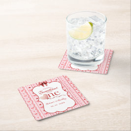 Porta-copo De Papel Quadrado First Birthday valentine baby birthday party