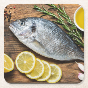 Porta-copo De Papel Quadrado Fish Dorado