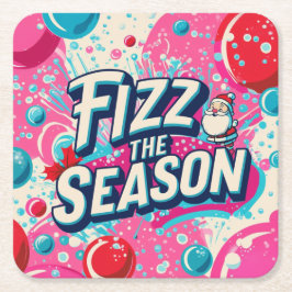 Porta-copo De Papel Quadrado Fizz the Season Playful Christmas Coaster
