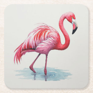 Porta-copo De Papel Quadrado Flamingo
