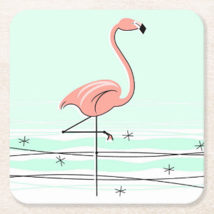 Porta-copo De Papel Quadrado Flamingo Aqua porta copos