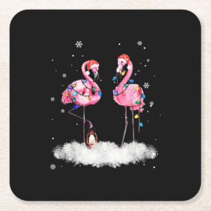 Porta-copo De Papel Quadrado Flamingo, Árvore de Natal Santa Hat Light