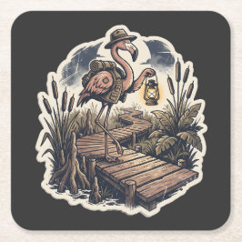 Porta-copo De Papel Quadrado Flamingo Assustador Explorador do Pântano Hallowee