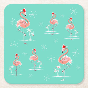 Porta-copo De Papel Quadrado Flamingo de Natal Multi coaster quadrado