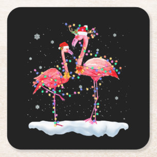 Porta-copo De Papel Quadrado Flamingo Flamingo Árvore de Natal Santa Hat Xmas