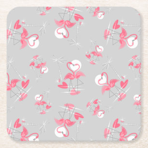 Porta-copo De Papel Quadrado Flamingo Love Multi-porta copos quadrado