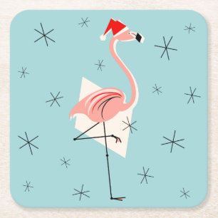 Porta-copo De Papel Quadrado Flamingo Papais noeis portas copos azuis
